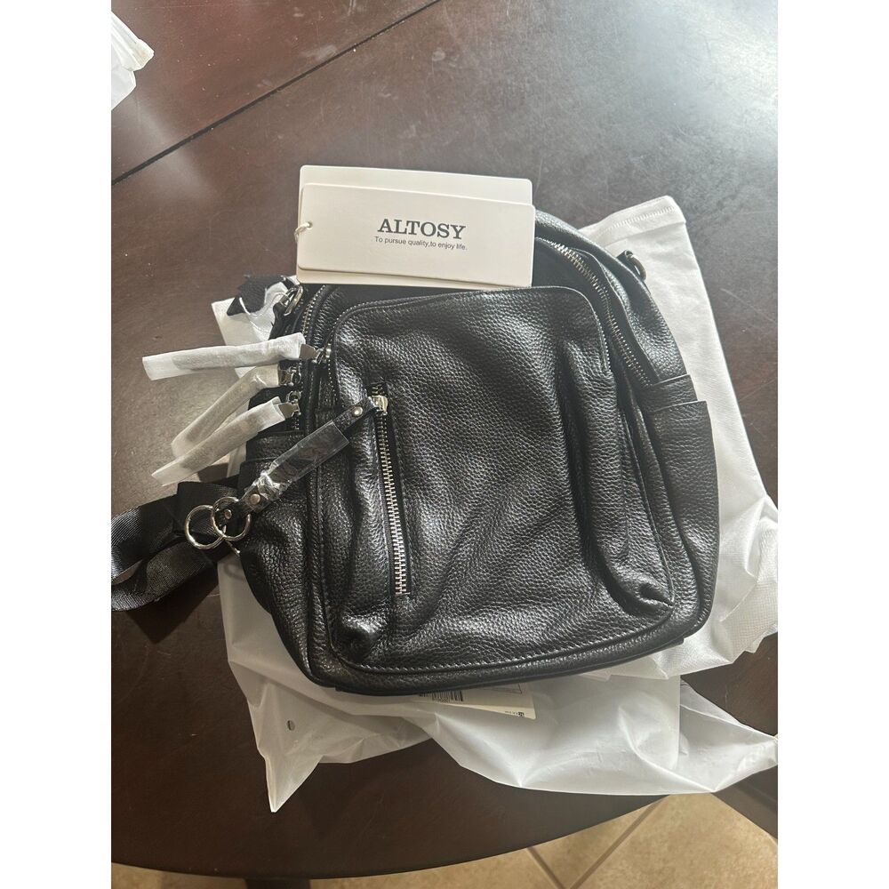 Altosy Fashion Genuine Leather Daypack Small Backpack Black NWT OS